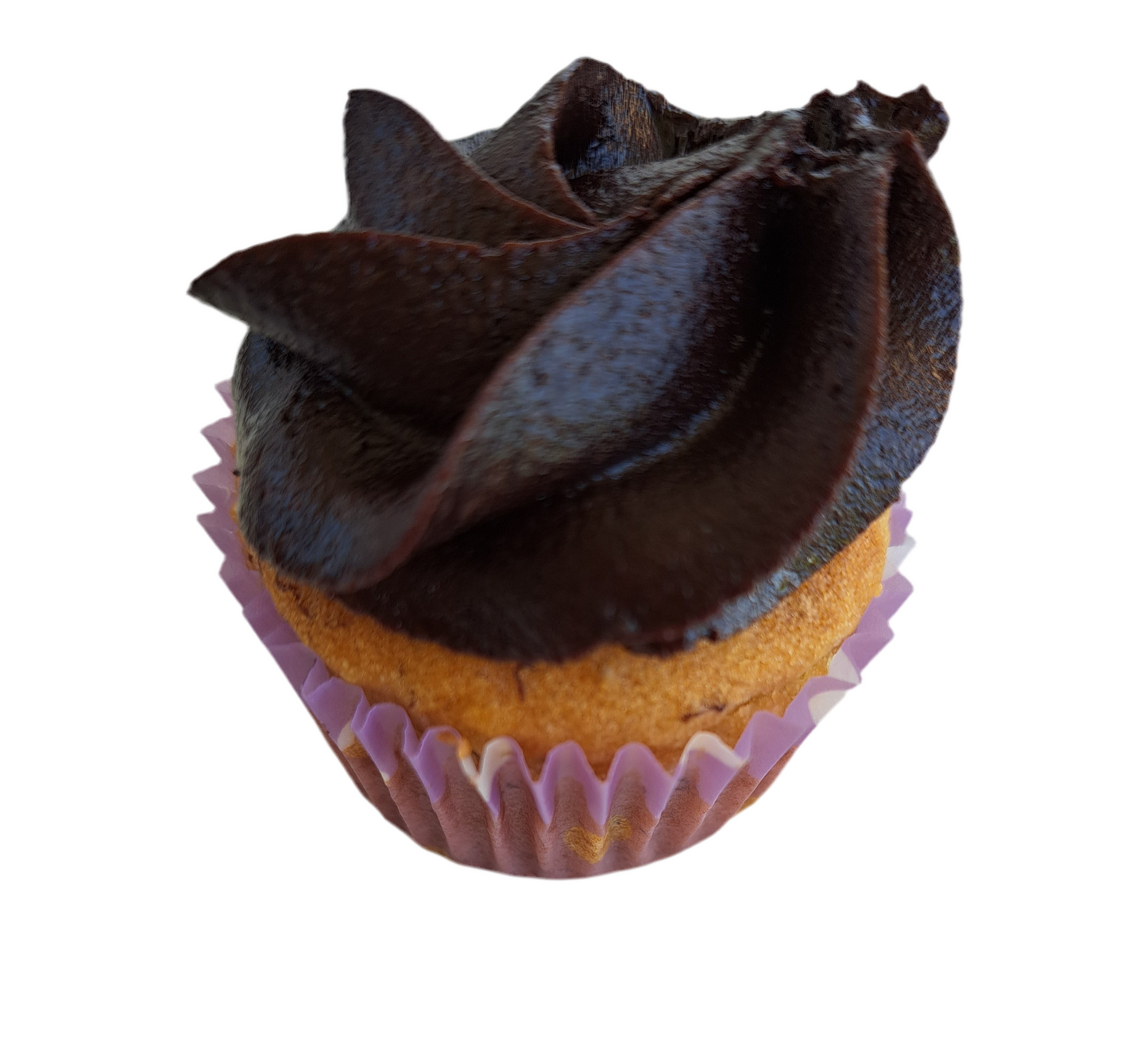 Mini banana cupcake with chocolate buttercream frosting