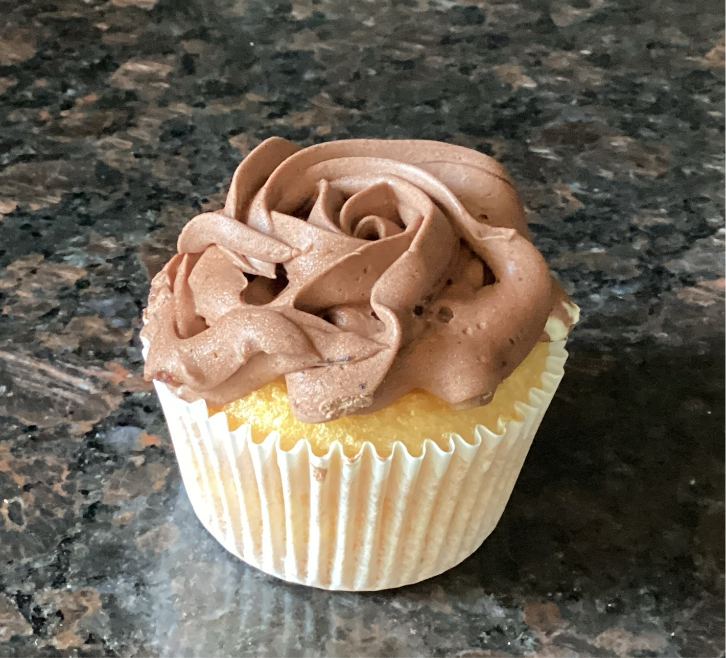 Vanilla cupcake with chocolate buttercream frosting