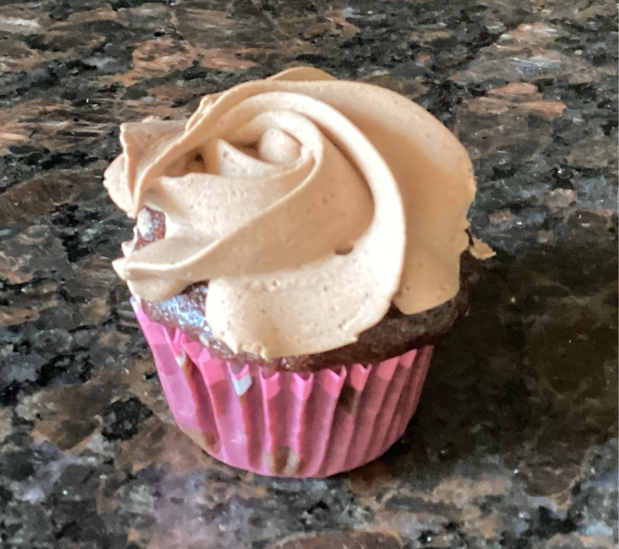 Mini chocolate cupcake with chocolate buttercream frosting