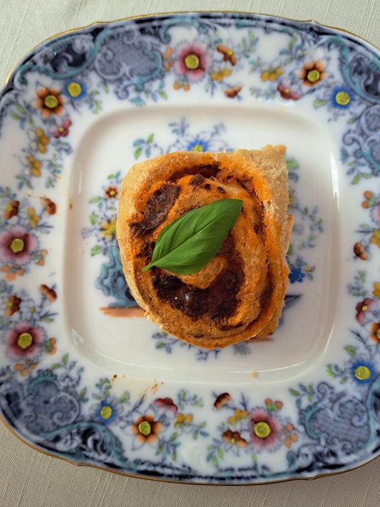 Basil, Feta and Tomato Pizza Scroll